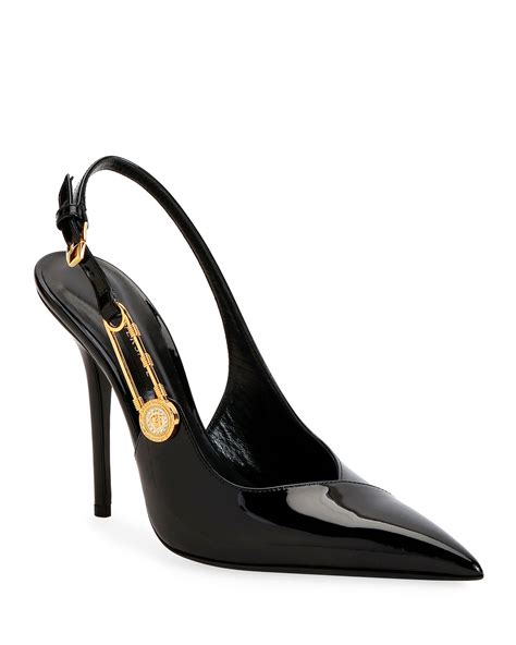 Versace safety pin slingback pumps